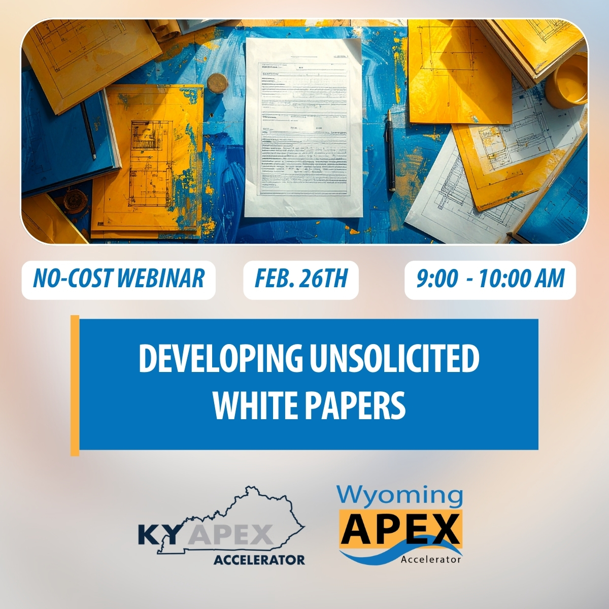 event graphic, white page document on desktop