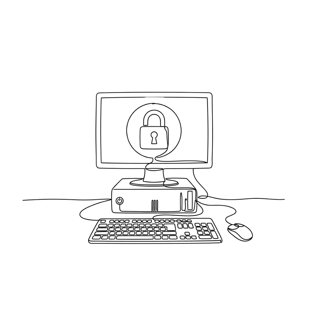 computer with lock symbol on screen
