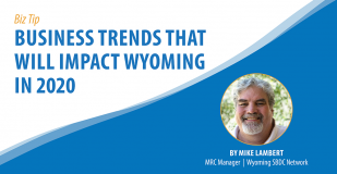 Biz Tip: Business Trends That Will Impact Wyoming in 2020. By Mike Lambert, MRC Manager, Wyoming SBDC Network.