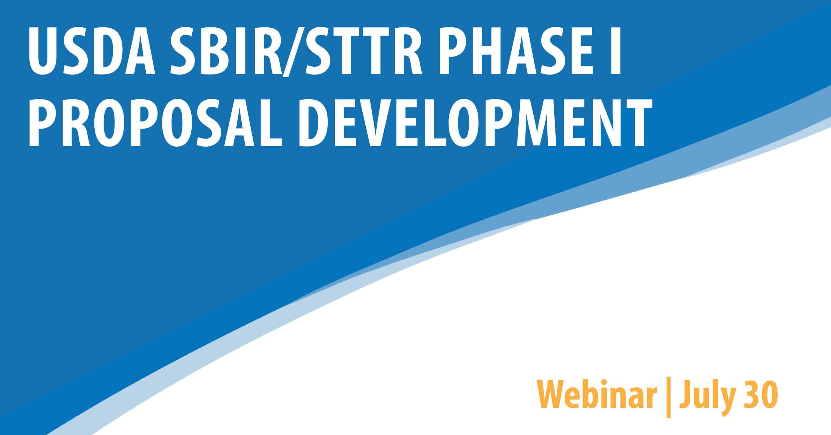 USDA SBIR/STTR Phase I Proposal Development